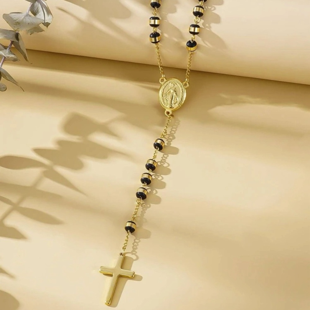Unisex Stainless Steel Rosary Necklace - Picture 5 of 8